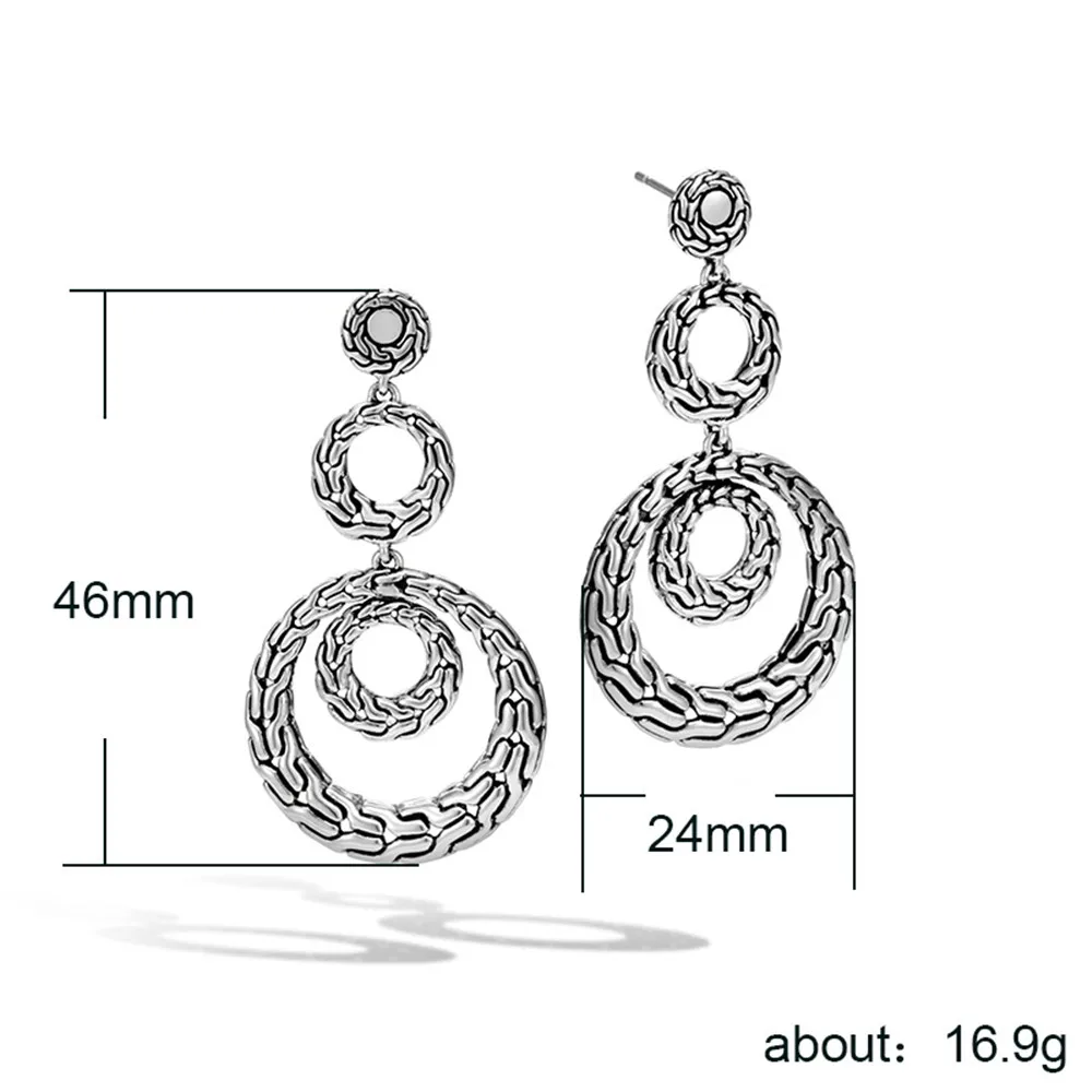 

Huitan Drop Earrings with Three Circle Indian Style Jewelry Fashion Cocktail Party Earrings for Women Wholesale Lots Bulk