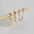 Серьги-кольца женские из серебра 925 пробы с фианитами