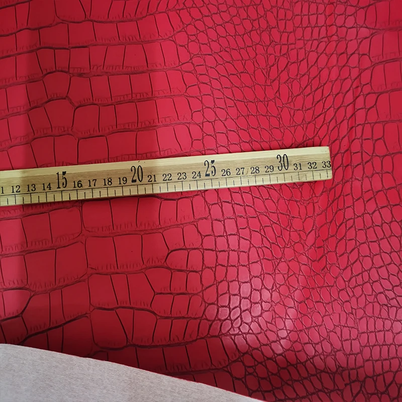 Fashion Matte Faux PU Leather Fabric Red Faux Crocodile Pu Leather Fabric Diy Bag Material Synthetic leather For Sofa