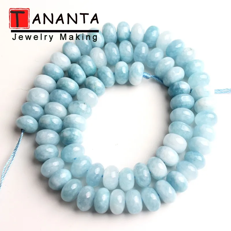 Бусины Из Натурального морганита Aquamarines плоские круглые бусины из камня 5x8 мм