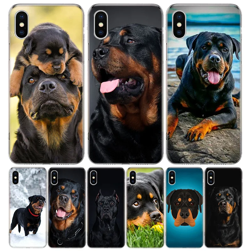 

Cute Rottweiler Dog Phone Case For iPhone 13 12 11 Pro Max 6 X 8 6S 7 Plus XS XR Mini 5S SE 7P 6P Pattern Cover Coque