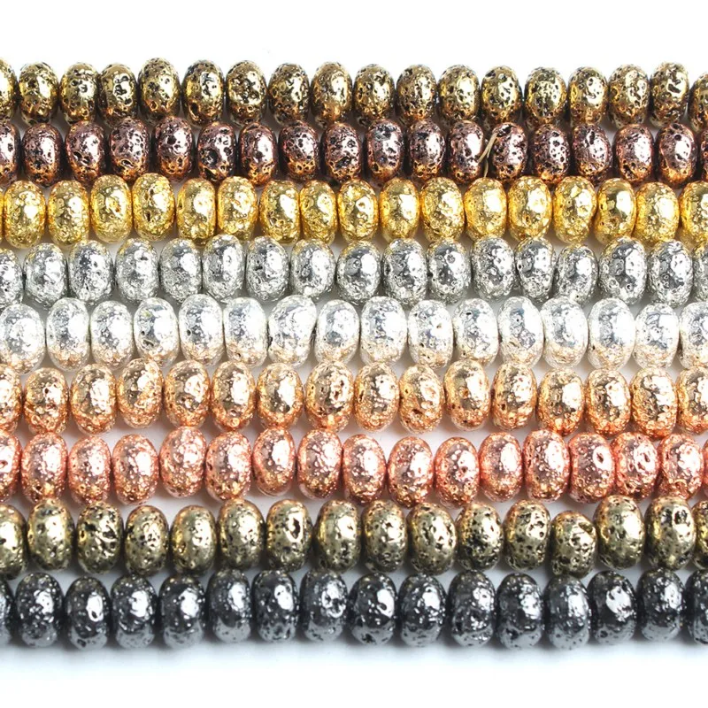 6/8/10 мм натуральный Золотой Черный Серебряный цвет гематит камень бусины Rondelle
