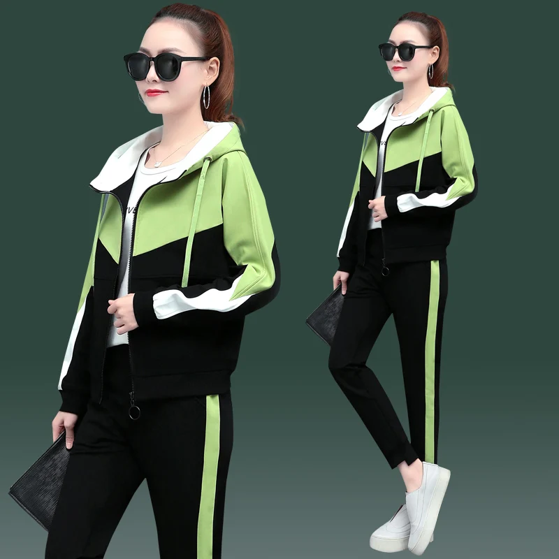 Спортивный костюм женский весна и осень 2019 новый свитер Двухсекционный модный