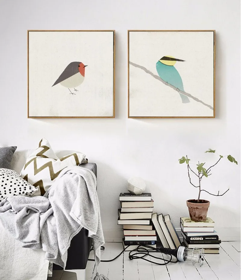 Милые птицы Робин пчелиный ед Картина на холсте плакаты и принты Скандинавская