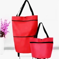 reusable folding shopping pull cart trolley bag with wheels foldable shopping bags grocery bags food organizer vegetables bag