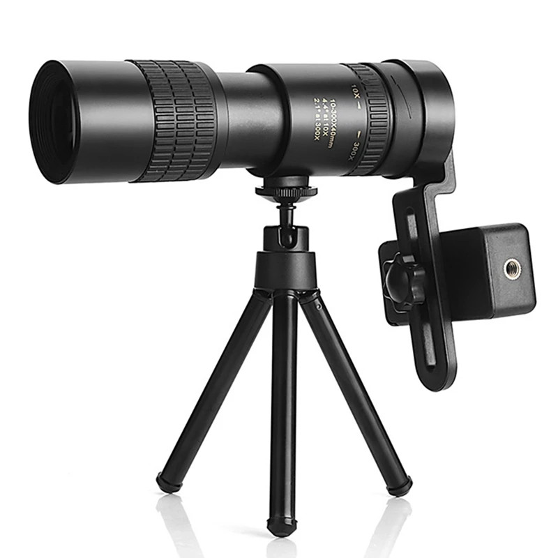 

Новый Монокуляр, Монокуляр 4K 10-300X40, с держателем для смартфона и штативом, подходит для наблюдения за птицами, охоты, кемпина