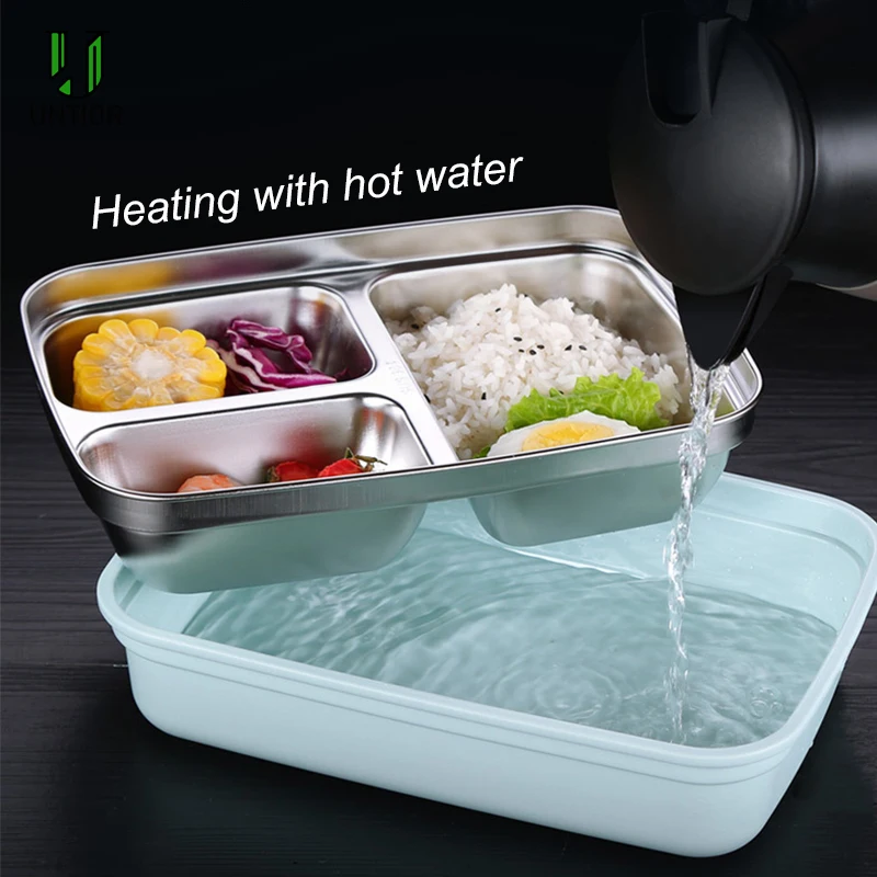 Портативный Ланч бокс из нержавеющей стали с 3/4 отделениями и ложкой|Коробки для