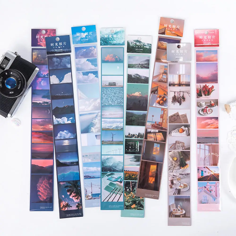 

8 Designs Aesthetic Fantasy Sky Holiday Time Memory Bullet Journaling Deco Sticker Foggy PET Material Masking Tapes