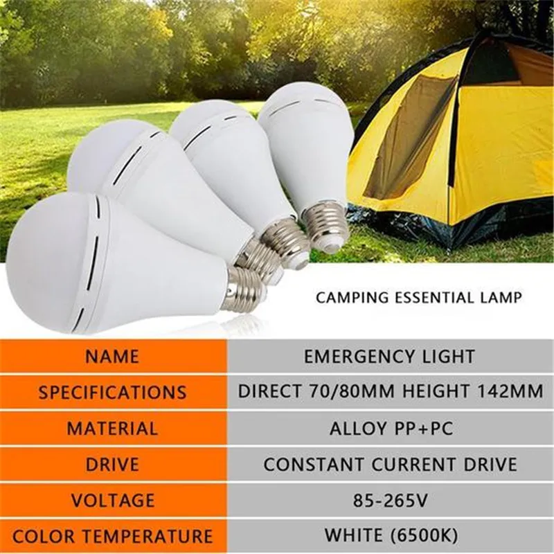 

Smart Emergency Light With Switch Hook E27 Led Charging Bulbs For Home Dormitory Restaurant SASI