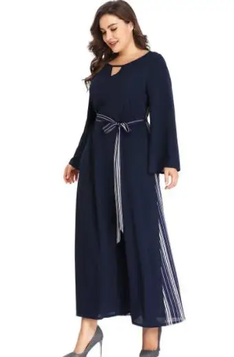 Women Summer Maxi Long Dress Plus Size 5XL Female Elegant Hole Sleeve Striped Print Tunic Beach Dresses AE33 | Женская одежда