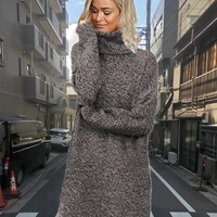 autumn winter new long sleeve pure color sweater dresses 2021 knitwear women clothing turtleneck mid length woolen dress casual