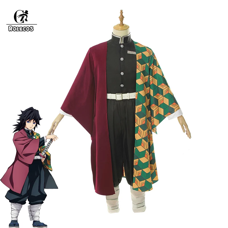 ROLECOS аниме Demon Slayer костюмы для косплея Tomioka Giyuu маскарадный костюм Хэллоуина