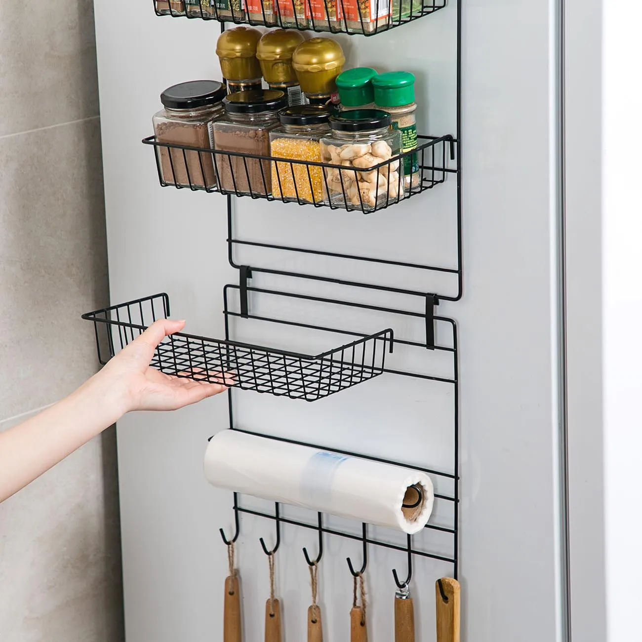 Железная кухонная полка-органайзер подвесная рефрижератор шкаф для хранения