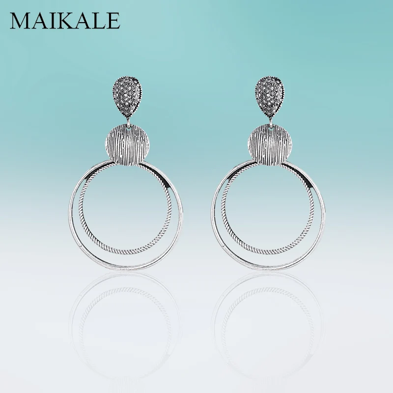 Женские Винтажные висячие серьги MAIKALE большие круглые подвески геометрической