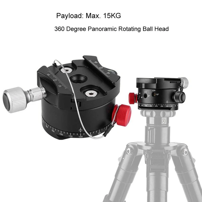 

360 Degree Panoramic 4 Stops Click Indexing Rotator Ball Head for Camera Tripod