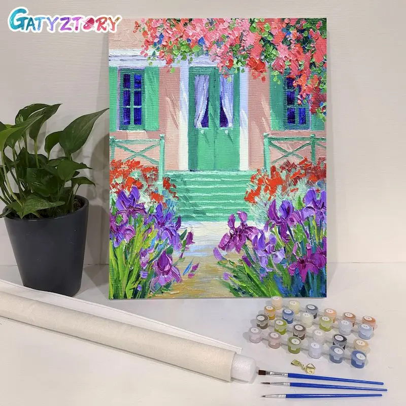 

GATYZTORY Painting By Number Acrylic Paint Flowers Door Number Painting For Home Decor ON Canvas Painting For Wall Art 40x50CM F