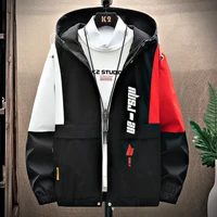 fashion mens spring and autumn hooded jackets youth korean patchwork casual coats streetwear windbreaker clothing dropshipping