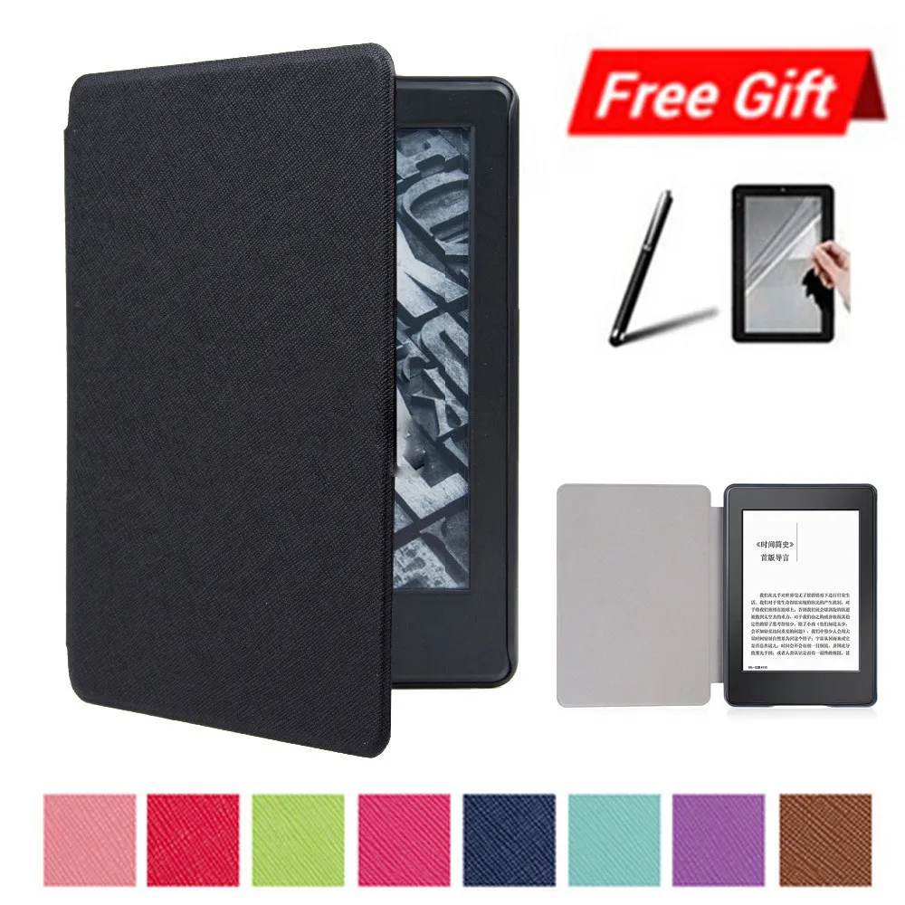 

Умный кожаный чехол для kindle paperwhite 4 чехол ультра тонкий чехол для планшета чехол однотонные выпущен крышка Защитный кожаный чехол для 6 дюйм...