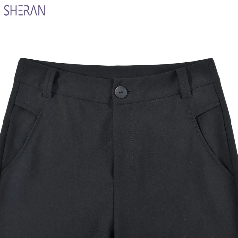 Simple Style black pants High Waist Casual Flare Pants Female Anti-Wrinkle Straight Office Lady Trousers Women For Business 5XL