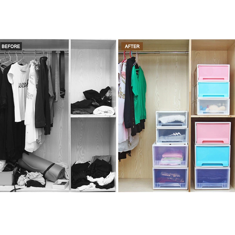 Пластиковый ящик-тип хранения Чехол шкаф для коробка обуви и одежды TB распродажа