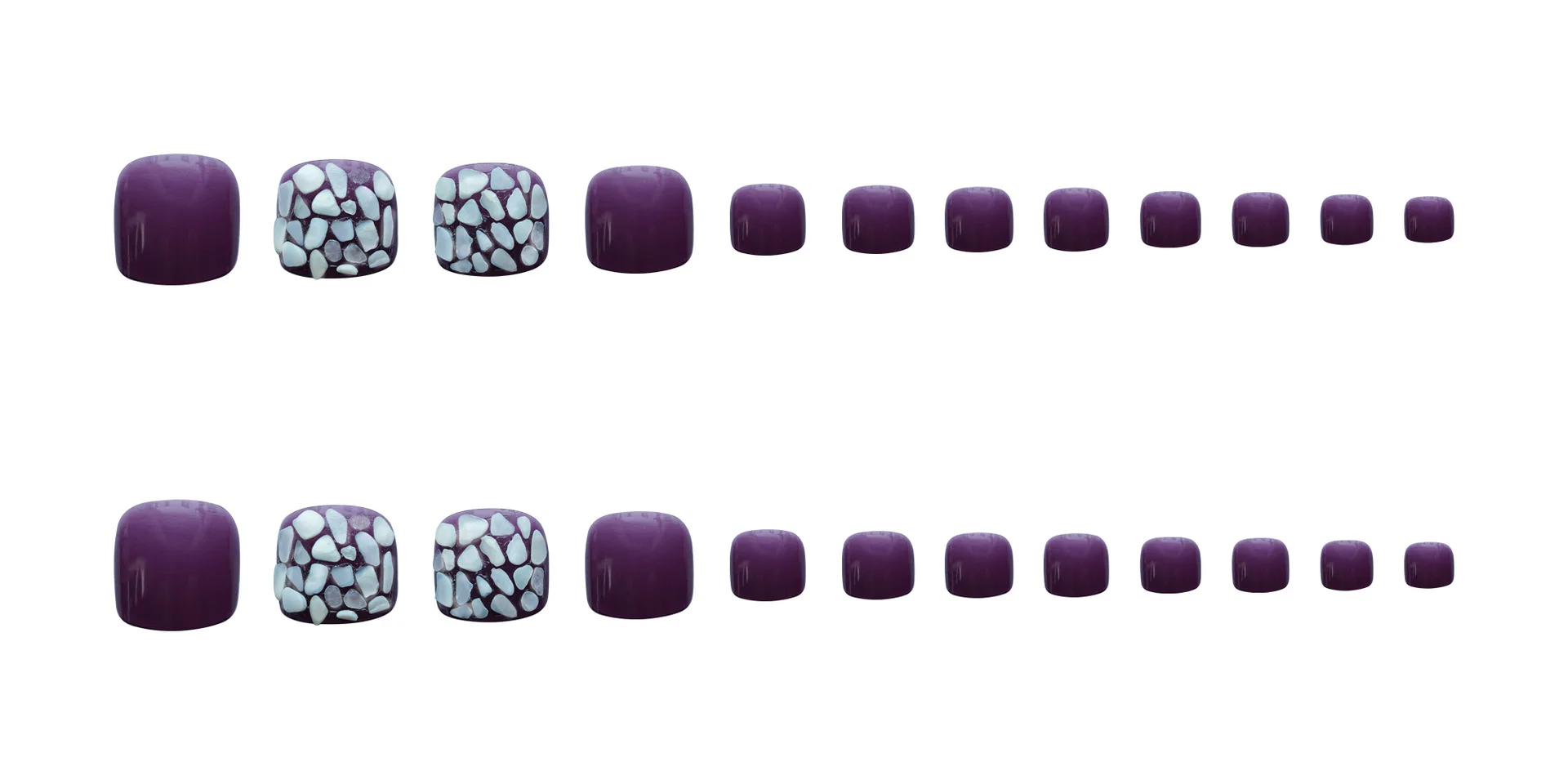

24pcs Purple Toenails Patch Glue Type Removable Short Paragraph Fashion Manicure False Save Time ToeNails Patch DW