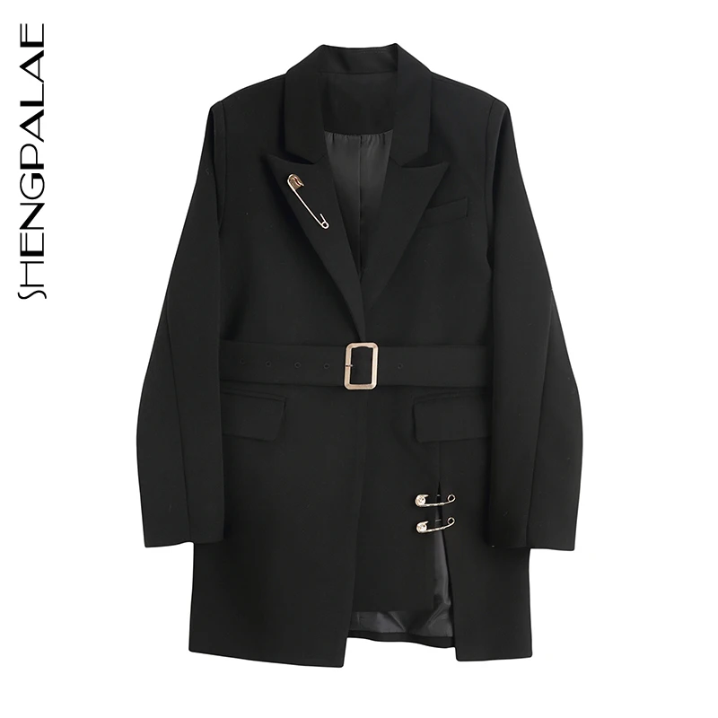 Женский винтажный пиджак SHENGPALAE черный облегающий для работы и офиса весна 2020