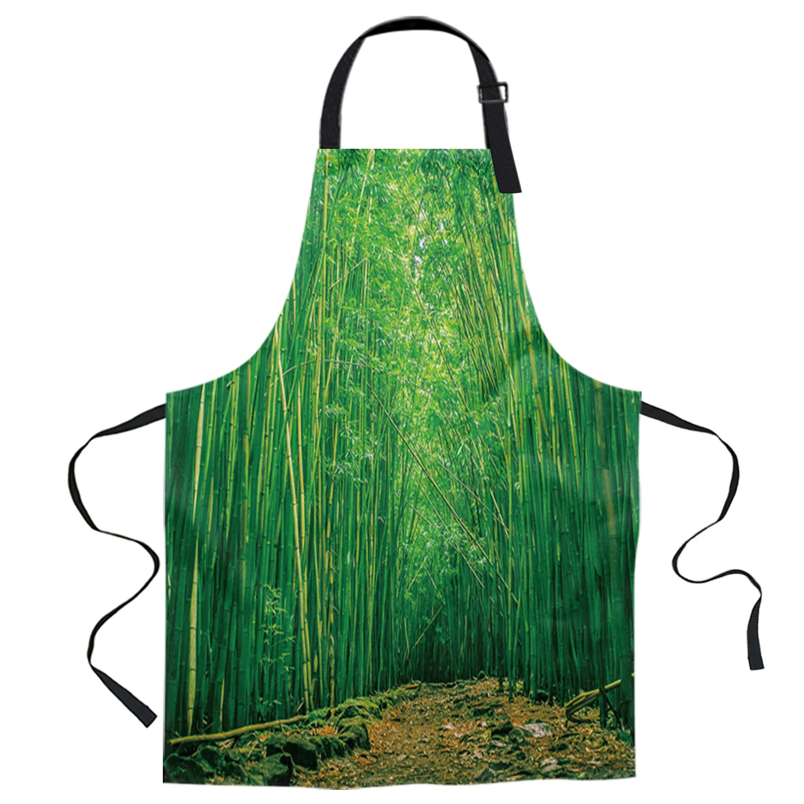 

Green Bamboo Printed Kitchen Cooking Baking Aprons Canvas Sleeveless For Women Man Kids Home Delantal Cocina