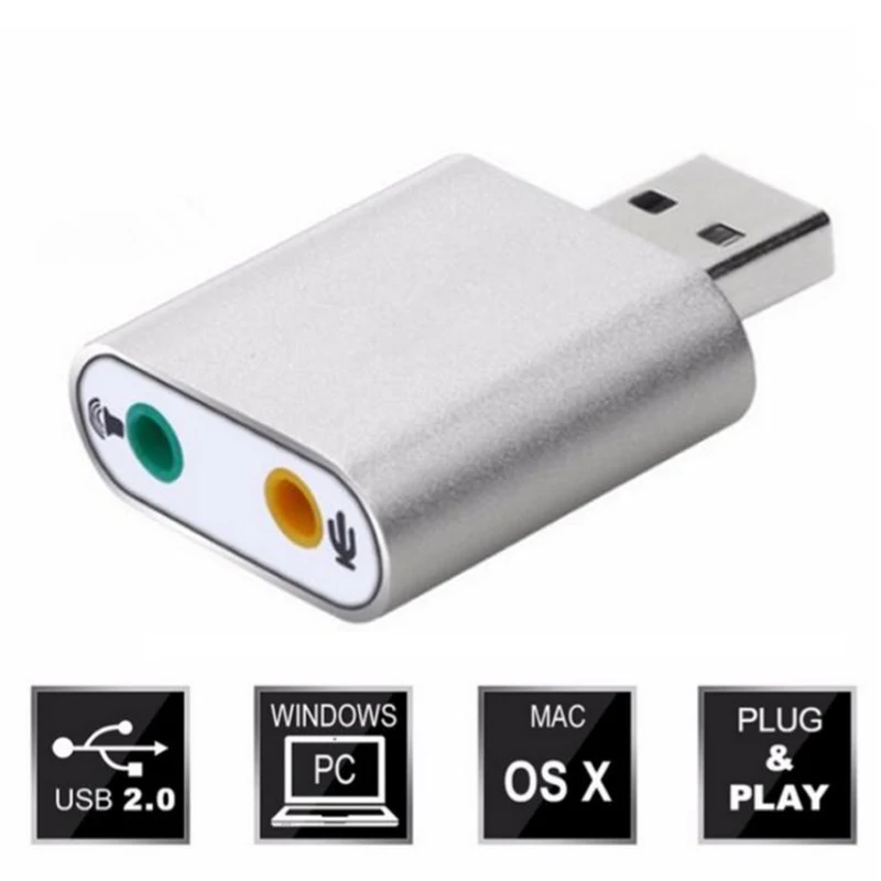 Внешняя звуковая карта 7 1 USB стерео микрофон динамик гарнитура аудио разъем 3 5 мм