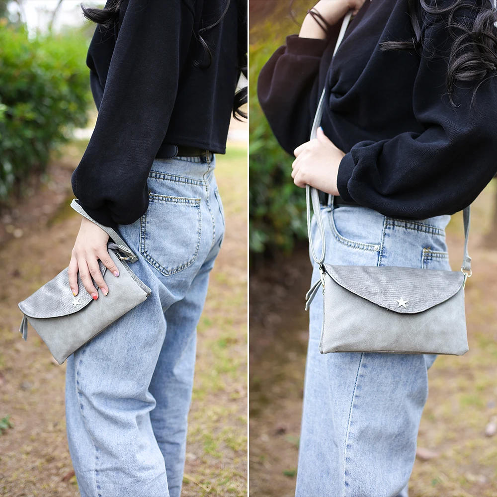 KUINIU Клатчи из искусственной кожи с рисунком звезды женские сумки через плечо 2019