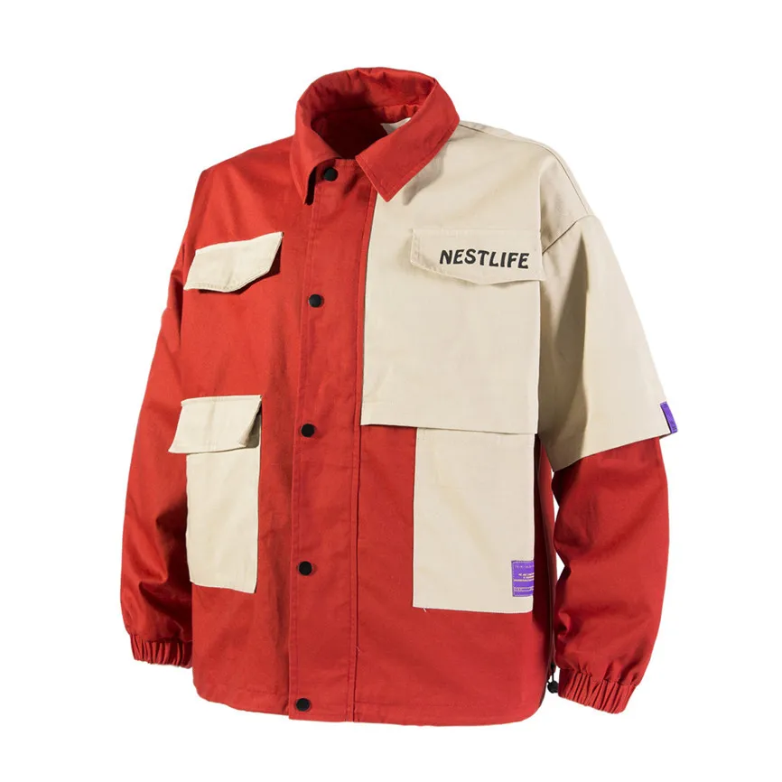 Куртка бомбер мужская с длинным рукавом Повседневная теплая Лоскутная цветная