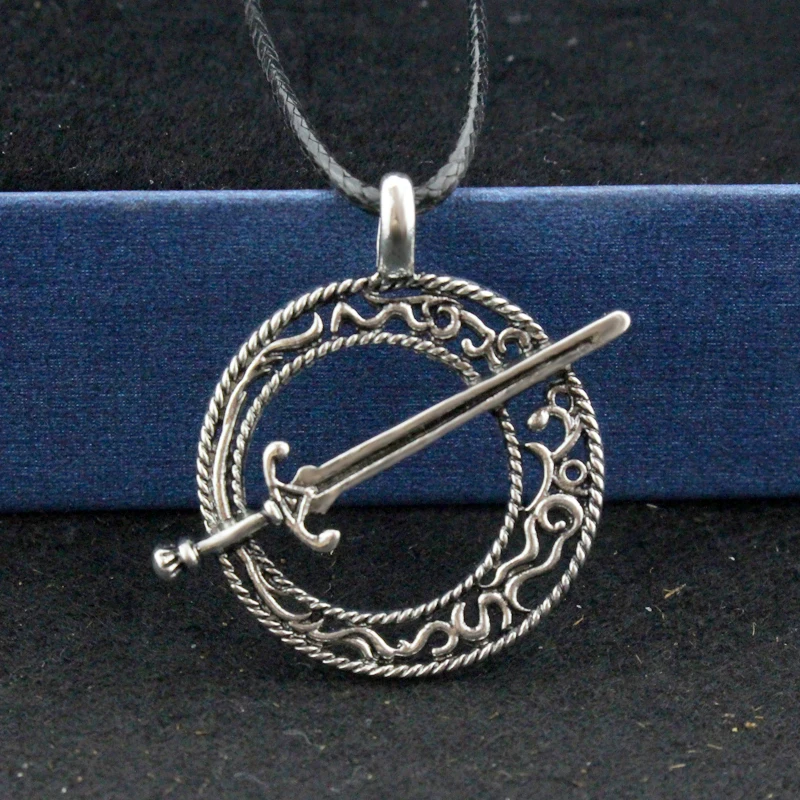 Винтажные меч Круглые Подвески Викинг кожаная веревка колье цепь Мужчины
