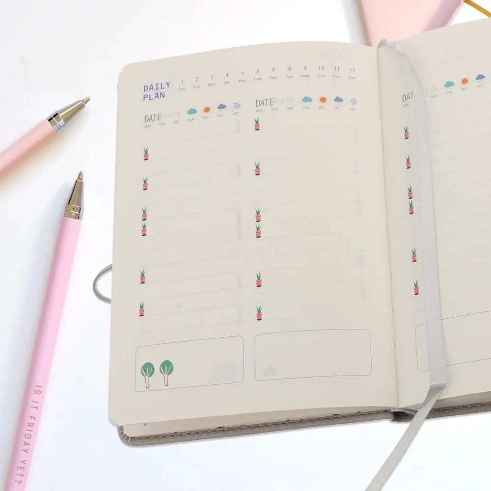 

1pc 2021 Schedule Book Daily Plan Handbook Time Management Notebook with Lock