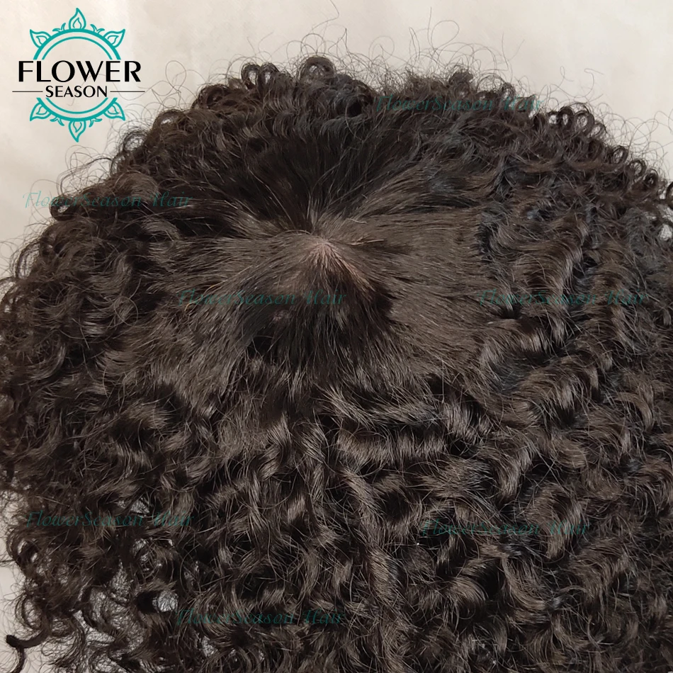 売る ブラジルのかつら,短い巻き毛,自然な巻き毛,密度180,頭皮のトップ,花のパターン