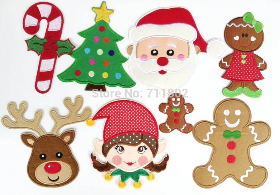 Большой Размеры с Санта-Клаусом деревья костыли заплаты elfin рисунок Имбирный