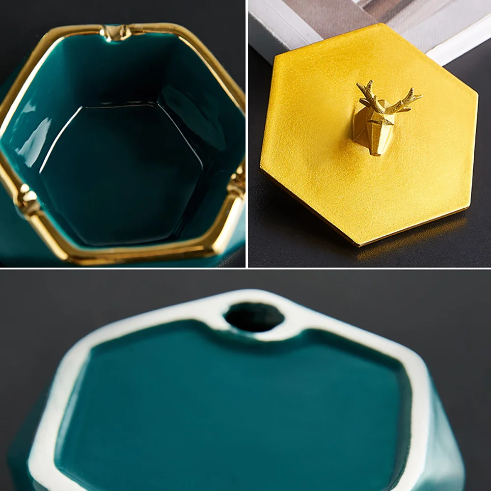 Пепельница керамическая в форме головы оленя креативная портативная пепельница