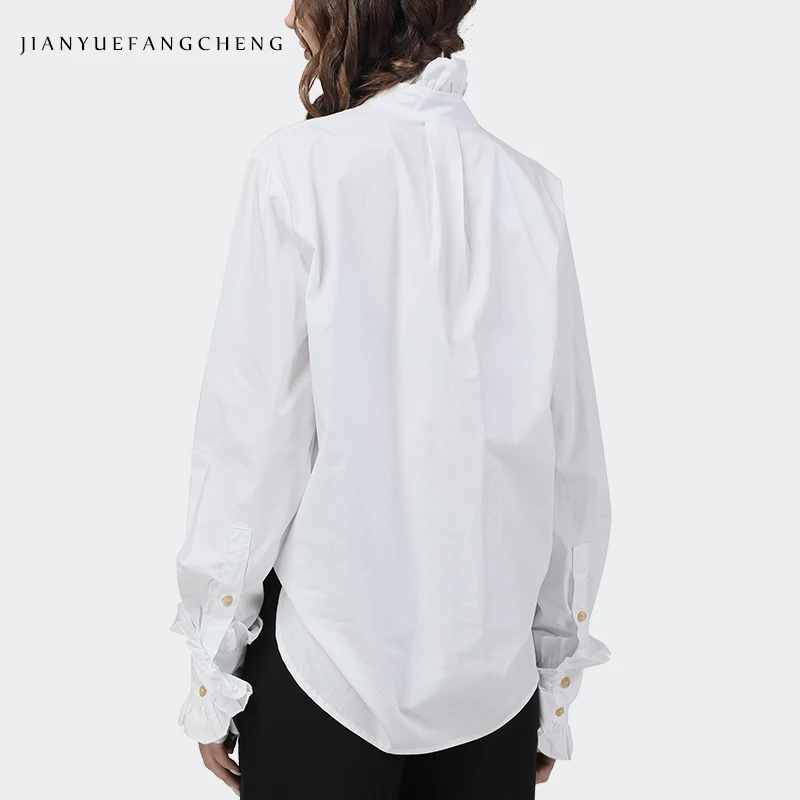 Женская хлопковая рубашка с оборками