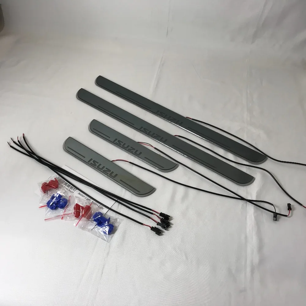 

Osmrk led moving door scuff for Isuzu series dynamic door sill plate flat lining overlay flow/fixed light, 4pcs