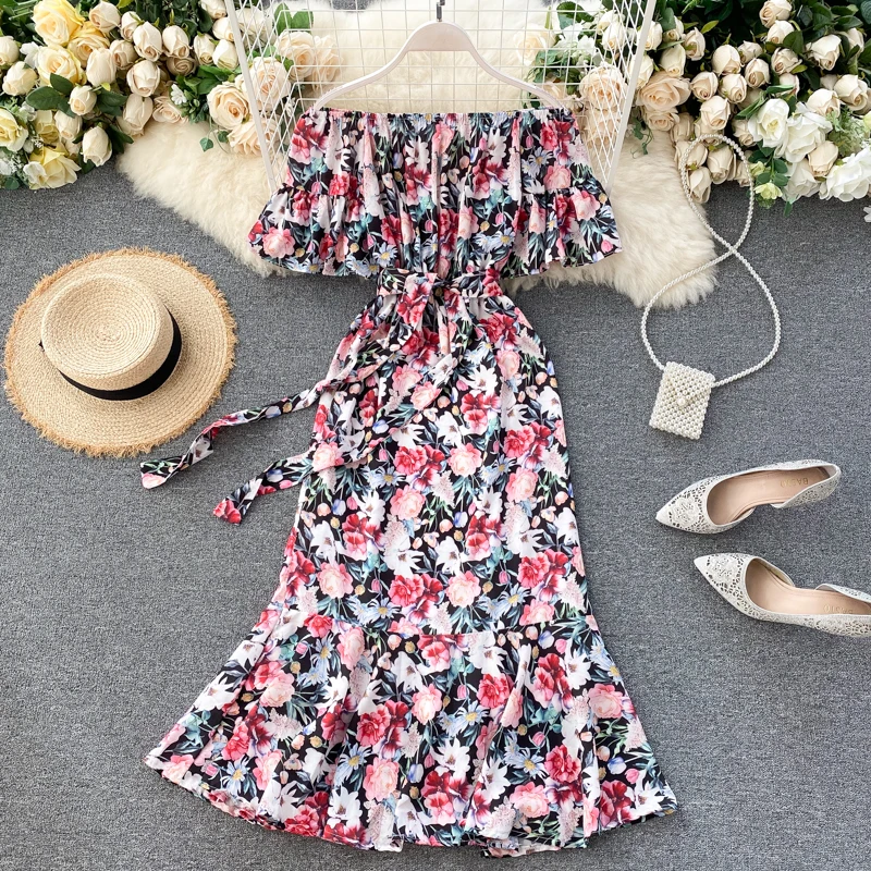 Платье SINGRAIN женское с открытыми плечами пикантный Элегантный Приталенный