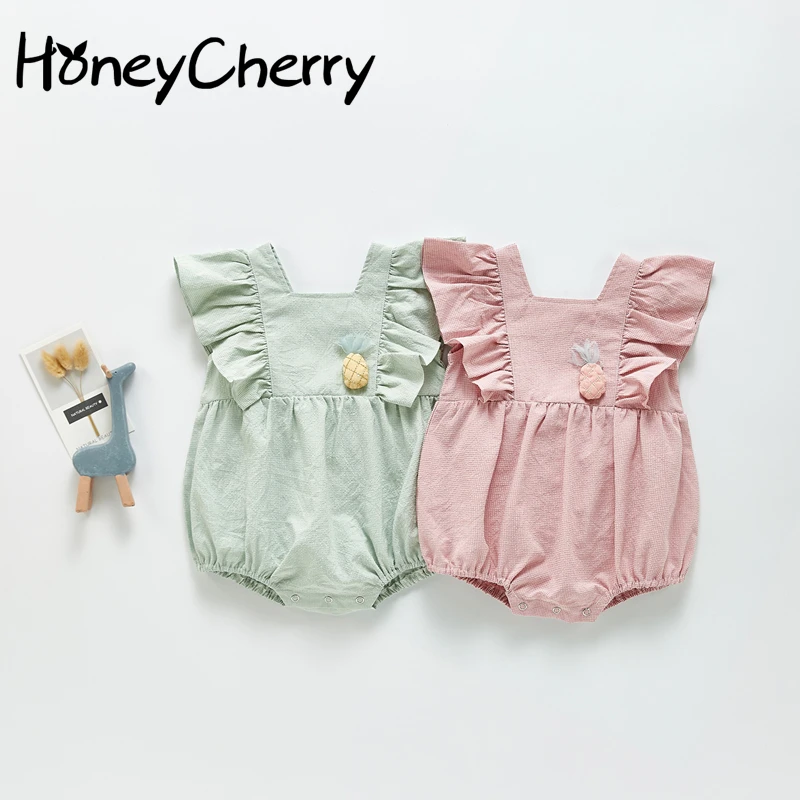 

Girls sweet Bodysuit 2021 summer new suspenders Coverall Bodysuits baby girl clothes