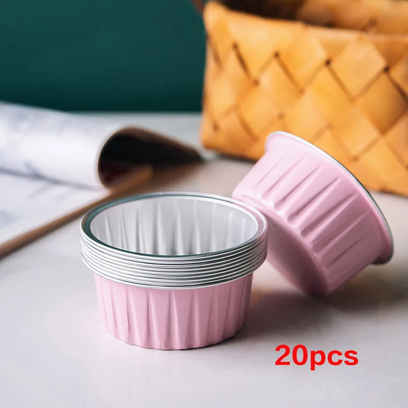 Bakerdream 10/20 штук одноразовые Алюминий Фольга мини-пирог кекс сковороды яичный пирог формы для выпечки чашки для выпечки, формы для выпечки олова 125 мл - Цвет: 20PCS