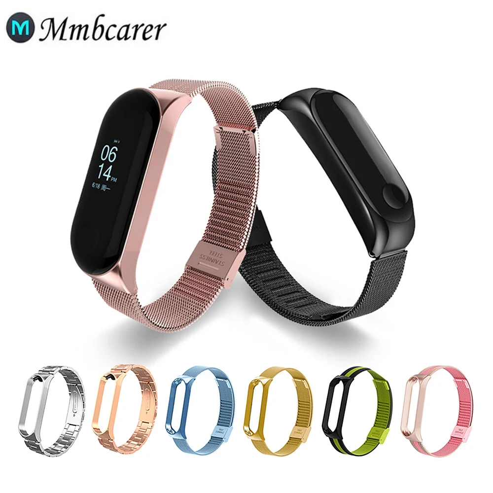 

Металлический ремешок для Xiaomi Mi Band 3 4 5, браслет из нержавеющей стали для смарт-часов