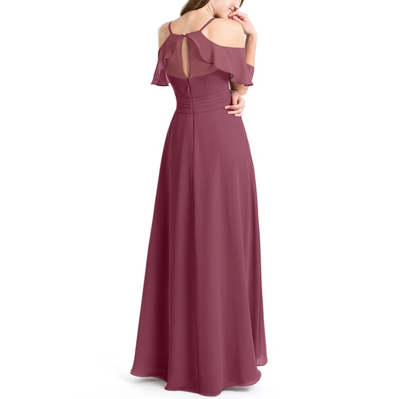 Тутовое платье подружки невесты шифоновое свадебное платье с разрезом Vestidos De Boda Invitada вечерние платья спагетти платье с бретельками