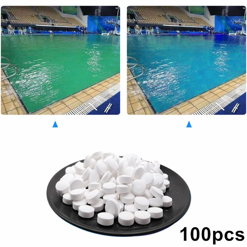 

100pcs Swimming Pool Cleaning Tablets Disinfection Pills Chlorine tablets Instant Effervescent Pipes Cleaning Water Disinfection