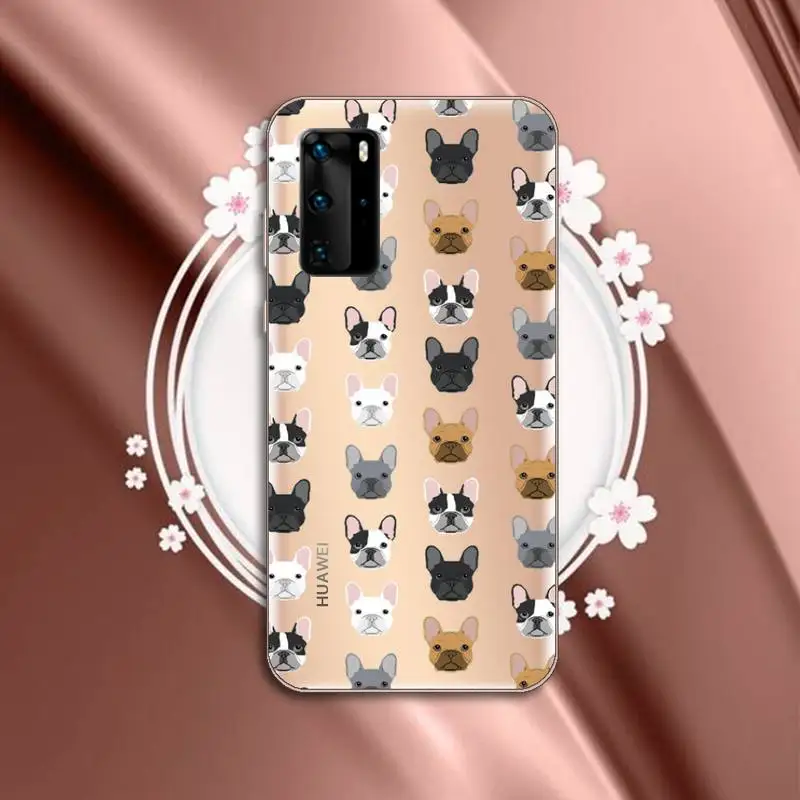 

Cute cartoon animal French Bulldog Phone Case Transparent for Huawei P honor 8 10i 20 30 40 smart 2019
