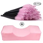 Подушка для ресниц, фланелевая подушка для подголовника, подушка для наращивания ресниц для шеи и 50 шт. кистей для макияжа, палочки для туши для ресниц, одноразовый аппликатор для ресниц