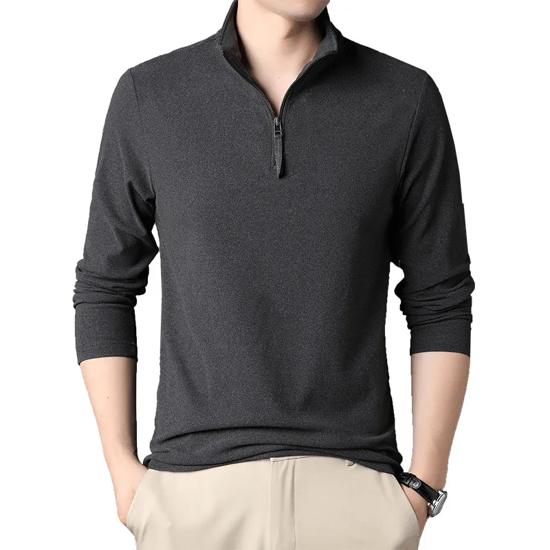 

Spring Autumn Men T Shirt Smart Causal Full Solid Color Tees Mens Long Sleeve Tshirt Men's Clothing Comfortable Slim Fit Tops