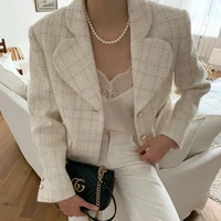 womens french long sleeved temperament fashion fall 2021 new solid color single breasted petal collar duffle short jacket women