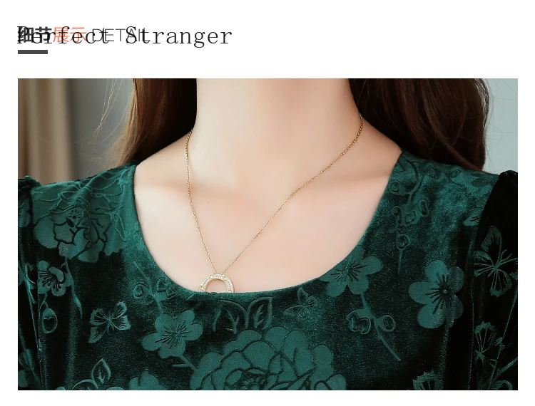 

2021Spring New Arrival High Quality Elegant Plus Size S-4XL Long Sleeve Flower Printed Women Long Velvet Dress