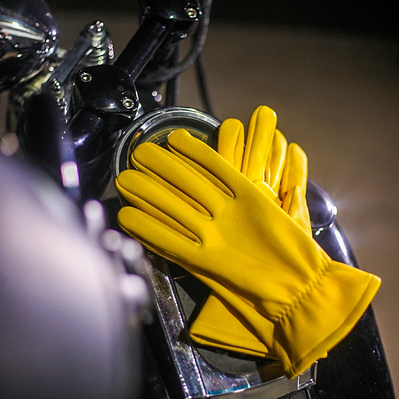 

GL-LP Super Offer! Genuine 1.5mm Thick Soft Good Quality Deer Leather Durable Rider Gloves 3 Sizes