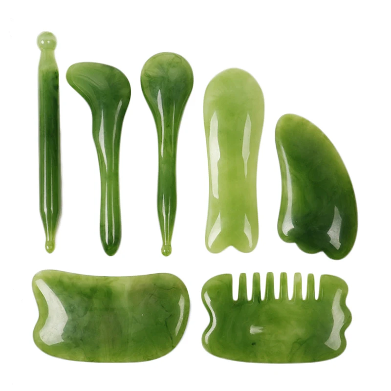 

Gua Sha Scraping Massage Tool, Arc Design Body Facial Tool, Natural Jade Stone Guasha Board for SPA Acupuncture(1Pcs)